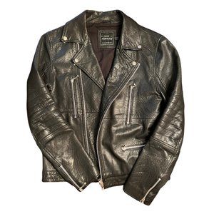 Topman Genuine Leather Biker Jacket size Medium in black